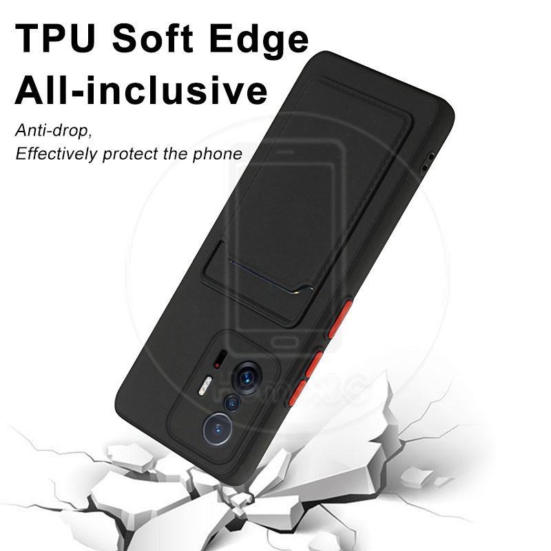Ốp điện thoại silicone mềm có ngăn đựng thẻ cho Xiaomi Mi 11T Pro Xiaomi11T Xiaomi11TPro 5G