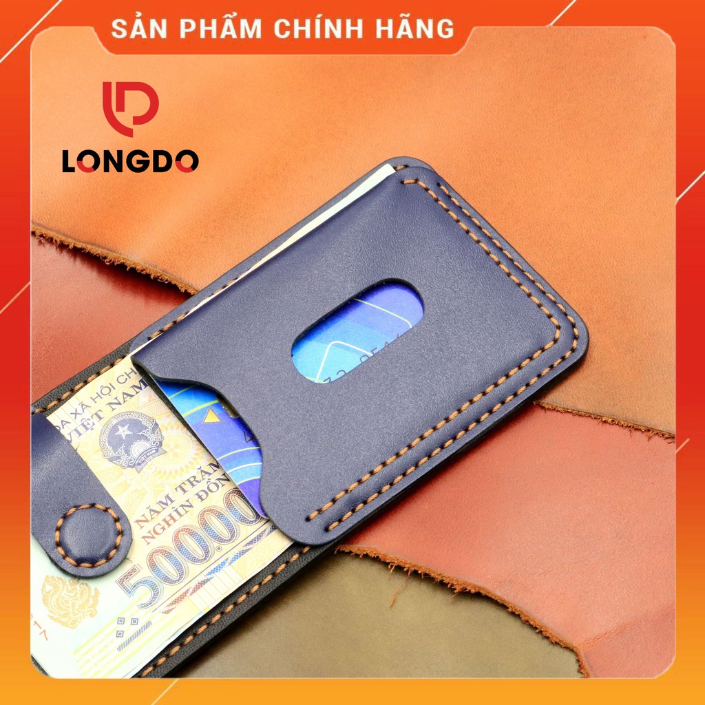 Ví Sen 5 Cao Cao Cấp - Cam Kết 100% Da Bò Thật - Ví Nam Mini Màu Xanh Navy Hàng Chính Hãng Thương Hiệu Longdo Leather