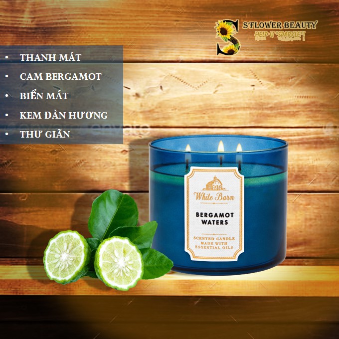 BST Vintage White Barn |  Nến Thơm 3 Tim Chiết Xuất Tinh Dầu Thiên Nhiên Bath &amp; Body Works Scented Candle (411g)