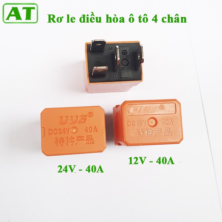 Rơ Le Điều Hòa Ô Tô 4 Chân Màu Cam 12V Hoặc 24V 40A