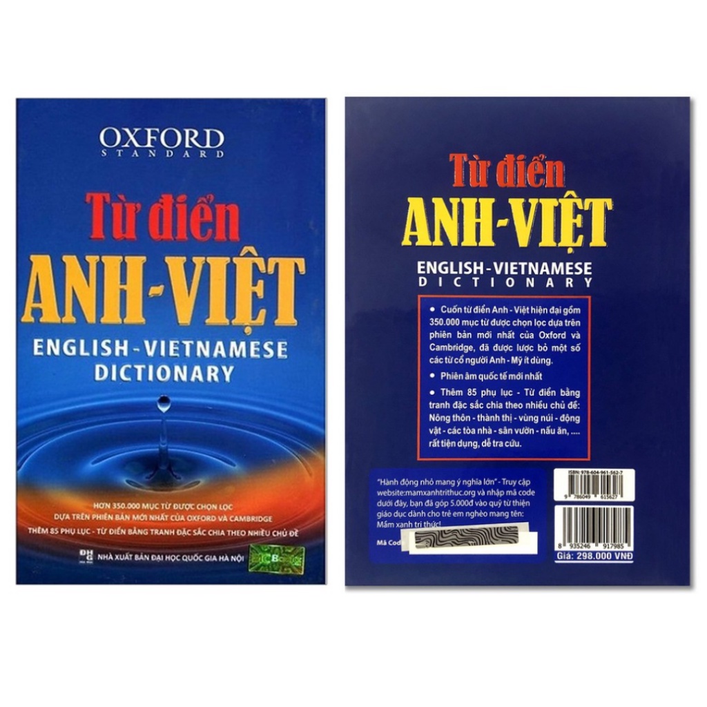 Sách - Từ Điển Anh Việt Phiên Bản Bìa Xanh Cứng - Giải Nghĩa Đầy Đủ Ví Dụ Phong Phú