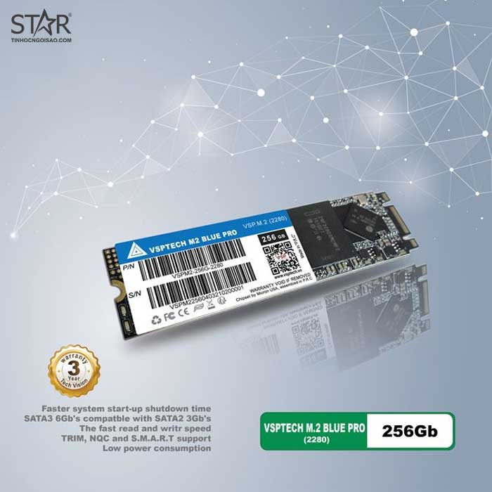 Ổ cứng SSD 256G VSPTech Blue Pro M.2 Sata 6Gb/s MLC – VSPM2256G BP(2280)