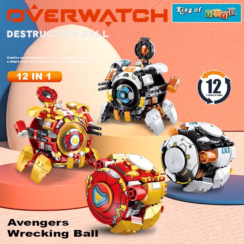 Đồ Chơi Lắp Ráp Phát Triển Trí Tuệ Mô Hình Overwatch Avengers Wrecking Ball 12in1 Với 227 PCS
