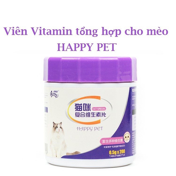 Vitamin Tổng Hợp Happy Pet Dành Cho Chó Mèo (200 Viên)