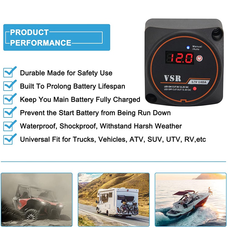 Rơ Le Kỹ Thuật Số Cảm Biến Điện Áp Pin Kép 12V 140A Cho ATV UTV Thuyền Rv