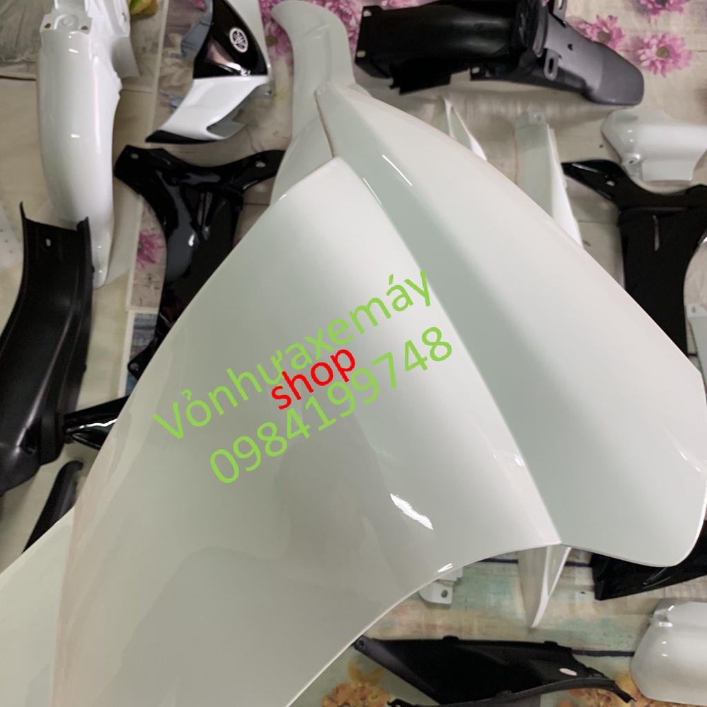 Dàn áo xe JUPITER Gravita MÀU TRẮNG -bộ vỏ yếm xe jupiter MX-TẶNG TEM-mủ trắng nguyên sinh ABS LOẠI ĐẸP LẮP KHÍT CHO XE