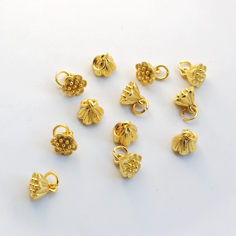 hạt charm Hạt Đồng Mạ Vàng 18k Nhám 8mm Dùng Làm Đồ Trang Sức diy