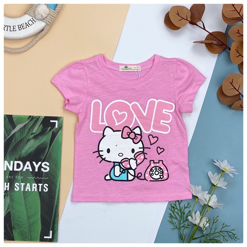 Áo cotton sược cộc tay in hình hoạt hình bé gái size 1-5T, cho bạn từ 9-18kg. Chất cotton sược siêu đẹp, mát, đanh tay