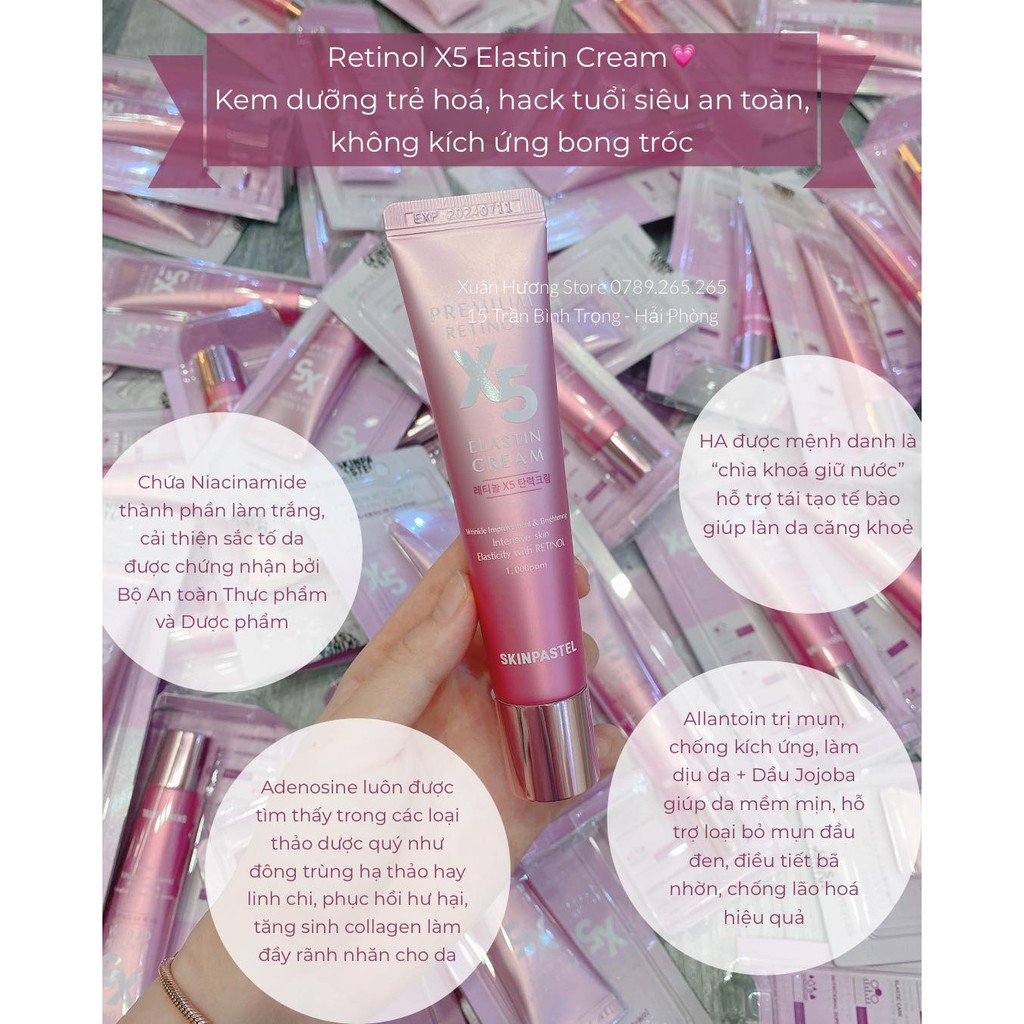Kem dưỡng Retinol X5 Elastin Cream Skinpastel 30ml
