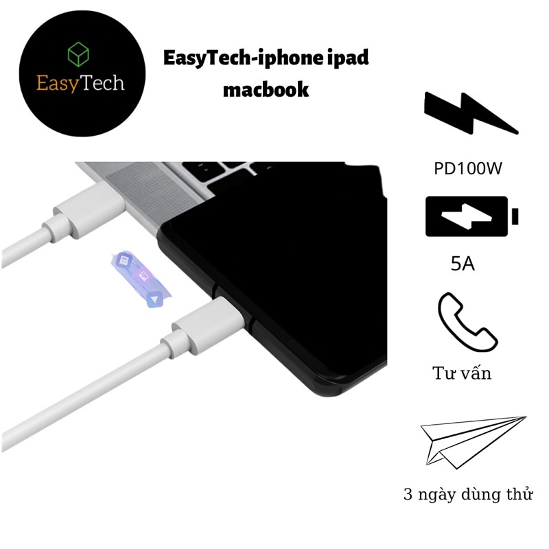 dây cáp sạc macbook PD 100w type C, type C to c, type C ra C, dây sạc type C