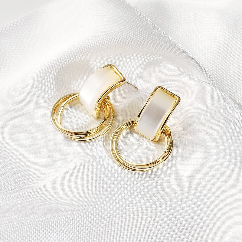 Khuyên tai bạc 925 đính đá opal phong cách họa tiết đơn giản