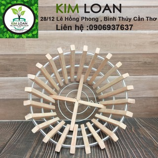 Chậu lan tròn gỗ căm xe 27x13cm