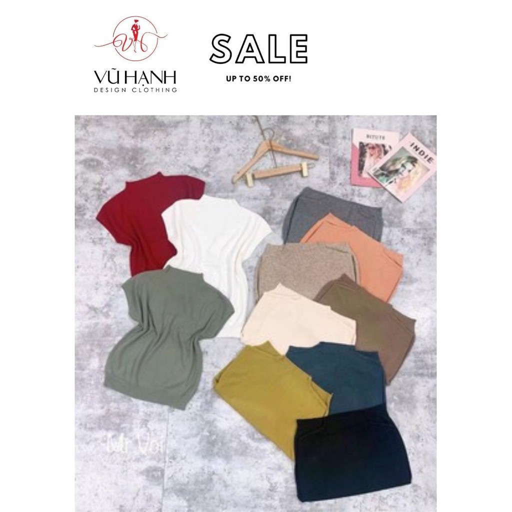 Áo len tay hến cộc tay cổ cao | Shop Vũ Hạnh