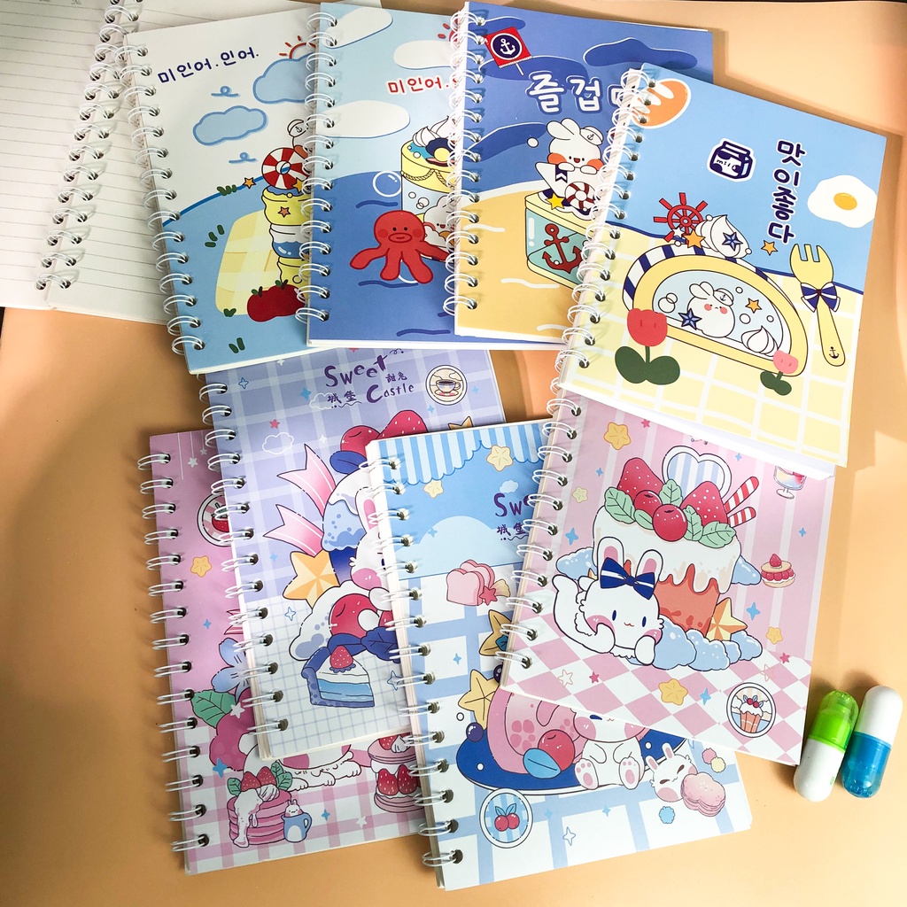 Sổ Tay Ghi Chép, Sổ Lò Xo A5 Cute, 32K, 120 Trang Giá Rẻ