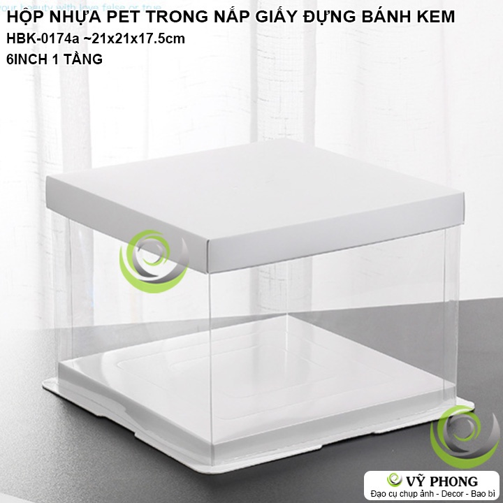 HỘP NHỰA PET NẮP GIẤY ĐẾ NHỰA ĐỰNG BÁNH KEM HỘP ĐỰNG BÁNH MICA TRONG SUỐT TRƯNG BÀY TRANG TRÍ BÁNH SINH NHẬT HBK-0174