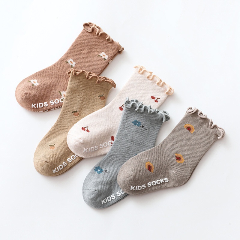 Vớ Cotton Mềm Chống Trượt In Họa Tiết Hoa Cho Bé Gái 0-5 Tuổi