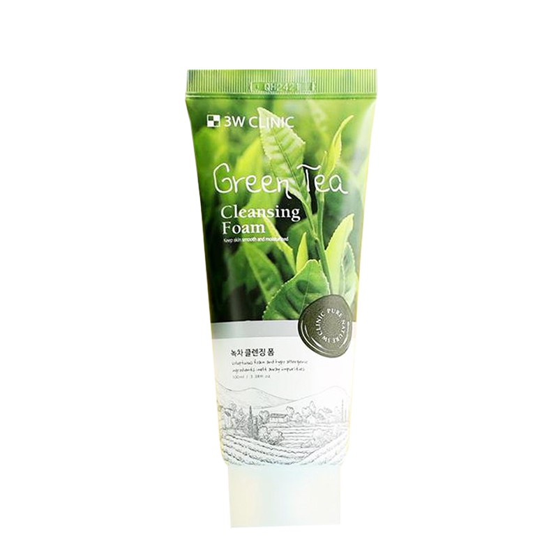 Sữa rửa mặt làm sạch ngăn ngừa mụn từ trà xanh 3W CLINIC GREEN TEA CLEANSING FOAM