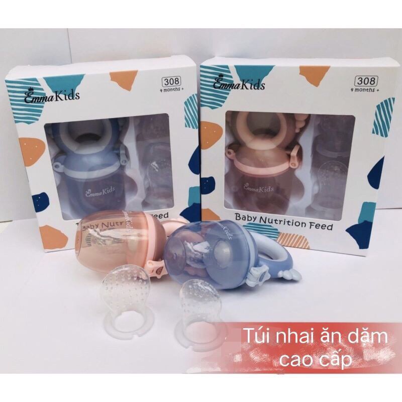 Túi nhai ăn dặm Emma Kids 3 núm cao cấp cho bé