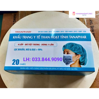 Khẩu trang than hoạt tính TANAPHAR 20 chiếc/1 hộp