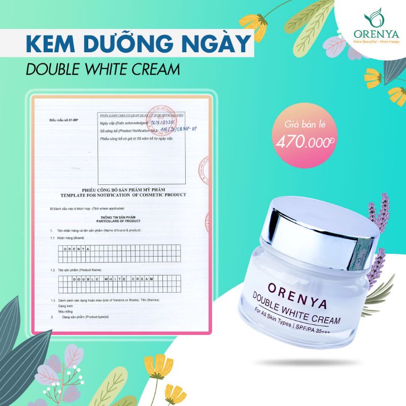 KEM DƯỠNG DA BAN NGÀY ORENYA DOUBLE WHITE CREAM