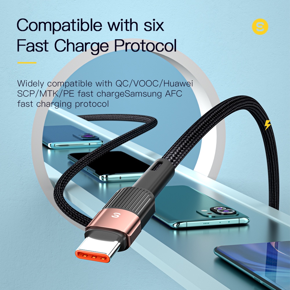 Cáp sạc nhanh Essager chuyển đổi USB Type C 6A 66W cho Samsung Xiaomi