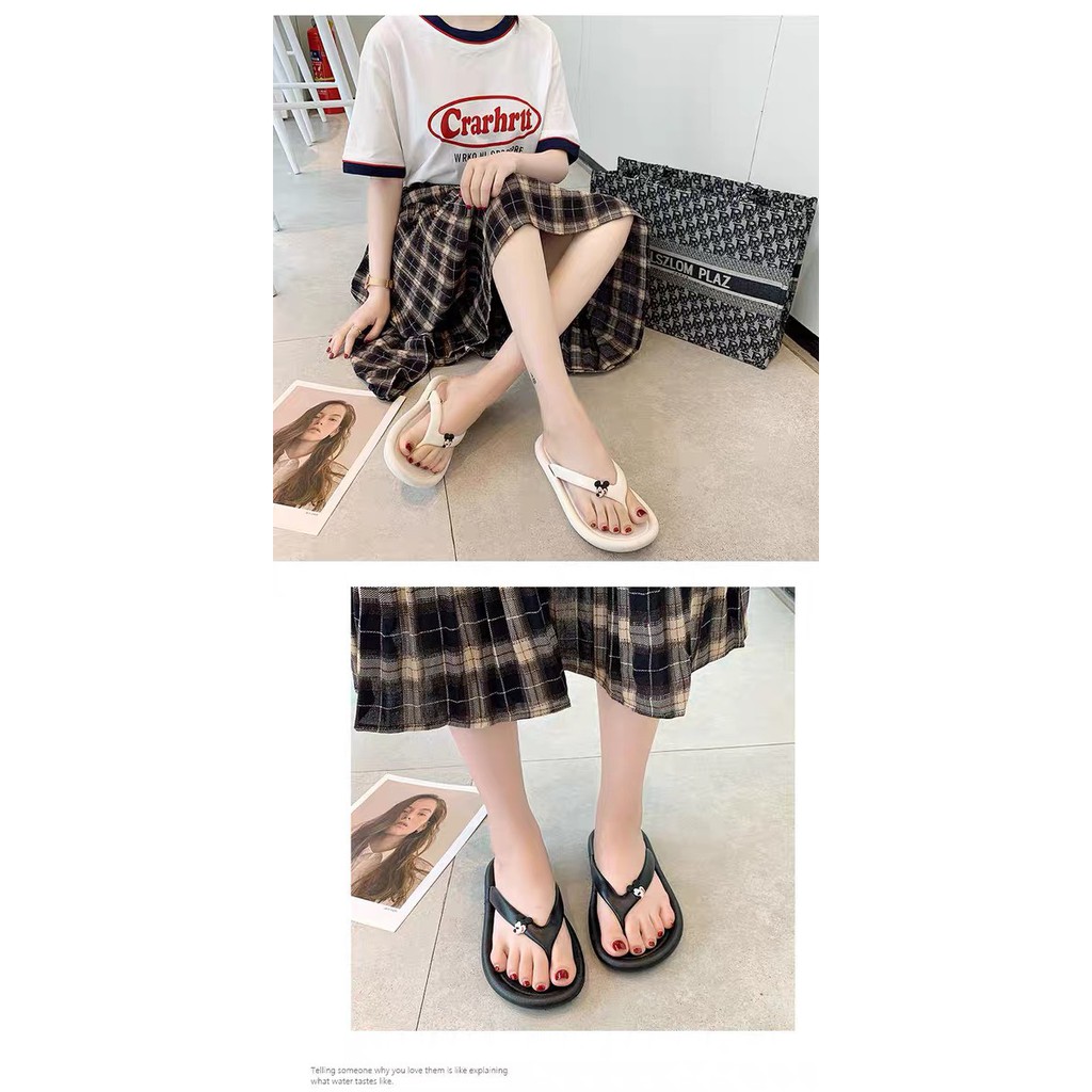 Dép kẹp Ulzzang Mickey dễ thương siêu êm chân hàng nhập khẩu | BigBuy360 - bigbuy360.vn