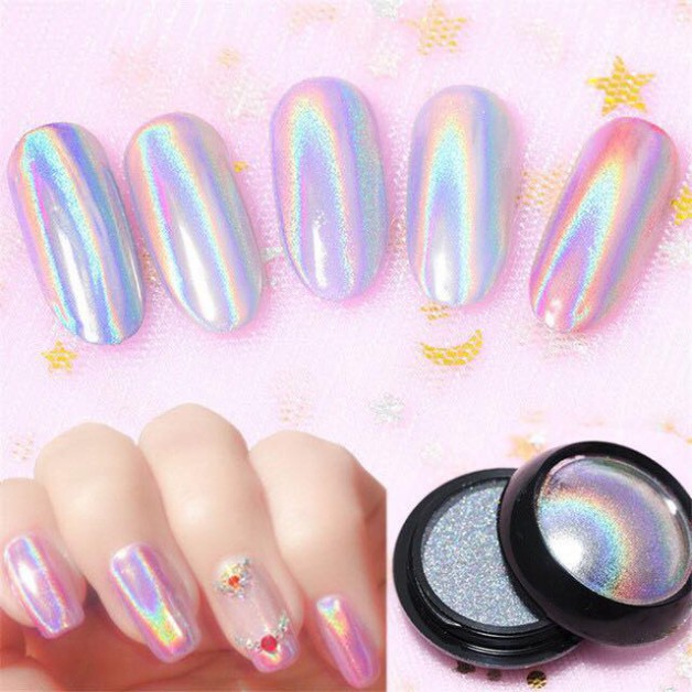 Set nhũ tráng gương ánh cầu vồng 12 hũ trang trí nail siêu hot