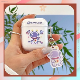 Vỏ Bảo Vệ Hộp Sạc Tai Nghe Airpods 2/3 Pro Bằng Silicon Trong Suốt Trang Trí Hình Phi Hành Gia Dễ Thương