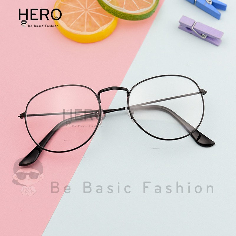 Kính Nobita Ulzzang Thời Trang Hàn Quốc, Kính Không Độ Giả Cận Gọng Oval Màu Đen HERO KM01 | BigBuy360 - bigbuy360.vn