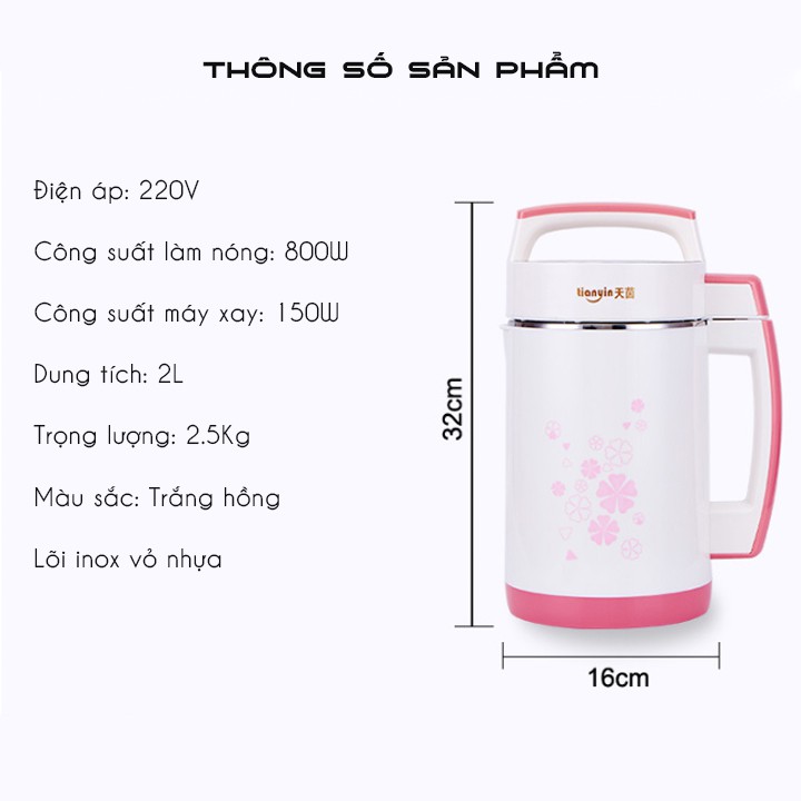 Máy làm sữa đậu nành sữa hạt 2.0L đa năng công suất 800w tích hợp nhiều chế độ dễ dàng sử dụng