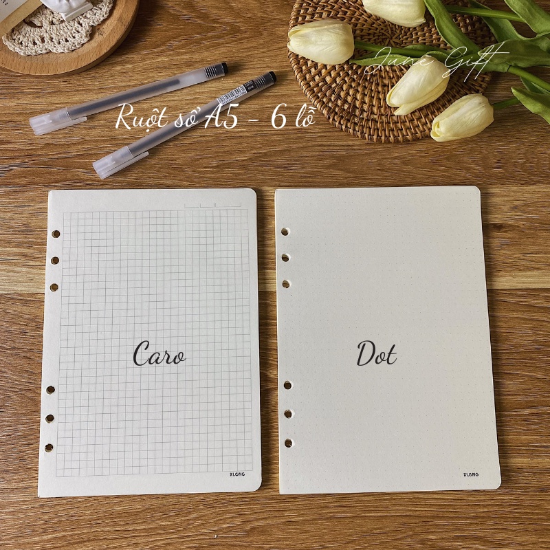 Bìa Sổ Còng Sắt Binder Nhựa Khổ A4/B5/A5 Làm Sổ Bullet Journal