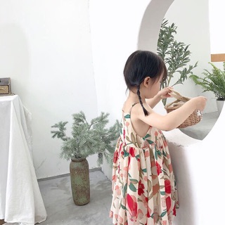 váy 2 dây hoa đại cho bé gái