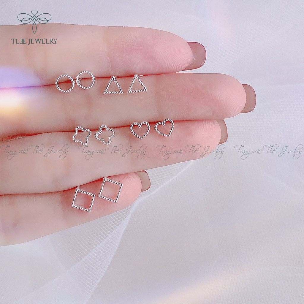 Khuyên tai bạc nữ TLEE mini hình khối phay giả đá xinh xắn NCJ B0134