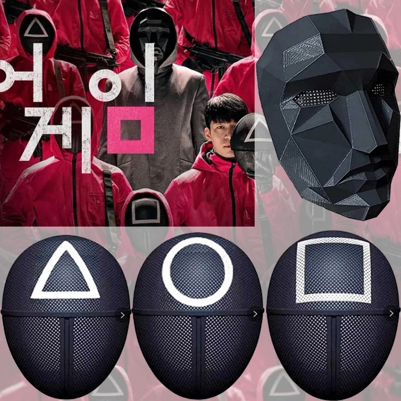 Squid Game Mask Trò Chơi Câu Mực Phim Truyền Hình Hàn Quốc Với Mặt Nạ Cùng Vai, đạo Cụ Diễn Xuất Trong Bữa Tiệc Halloween