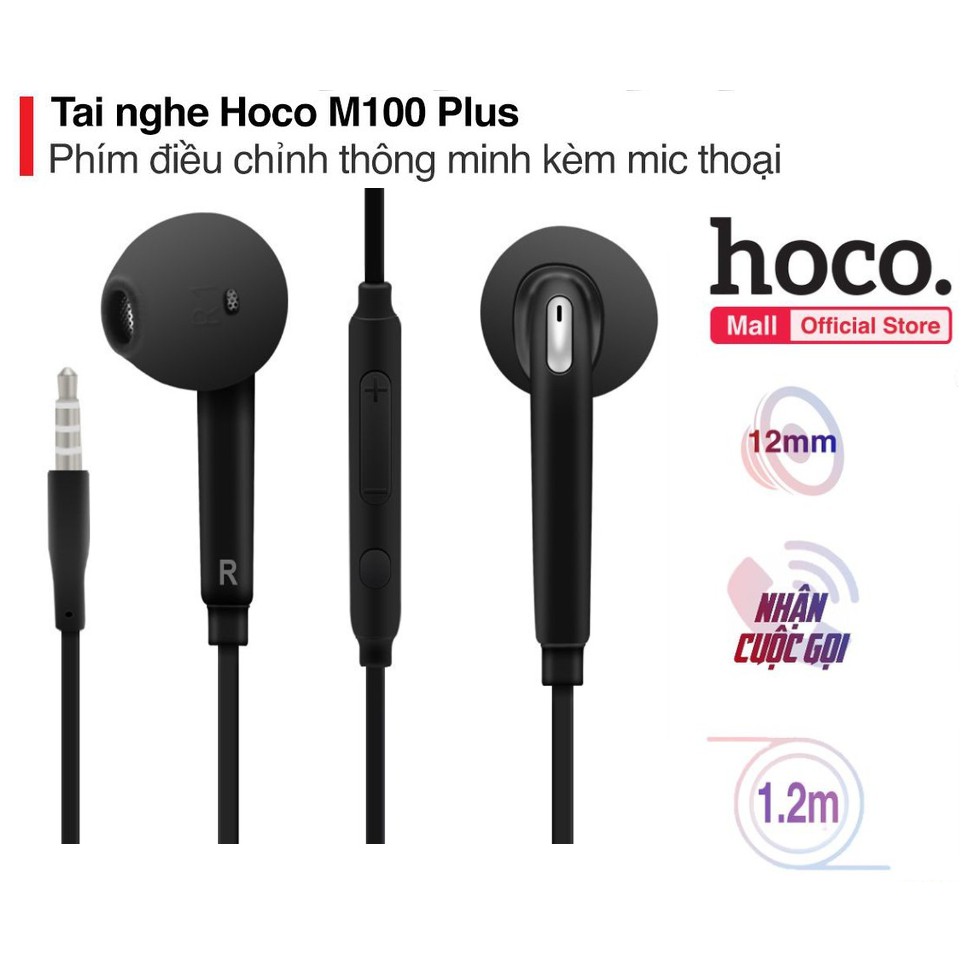 Tai nghe có dây M100 plus dòng chính hãng - jack cắm 3.5mm Super Bass tương tích cho mọi dòng máy điện thoại