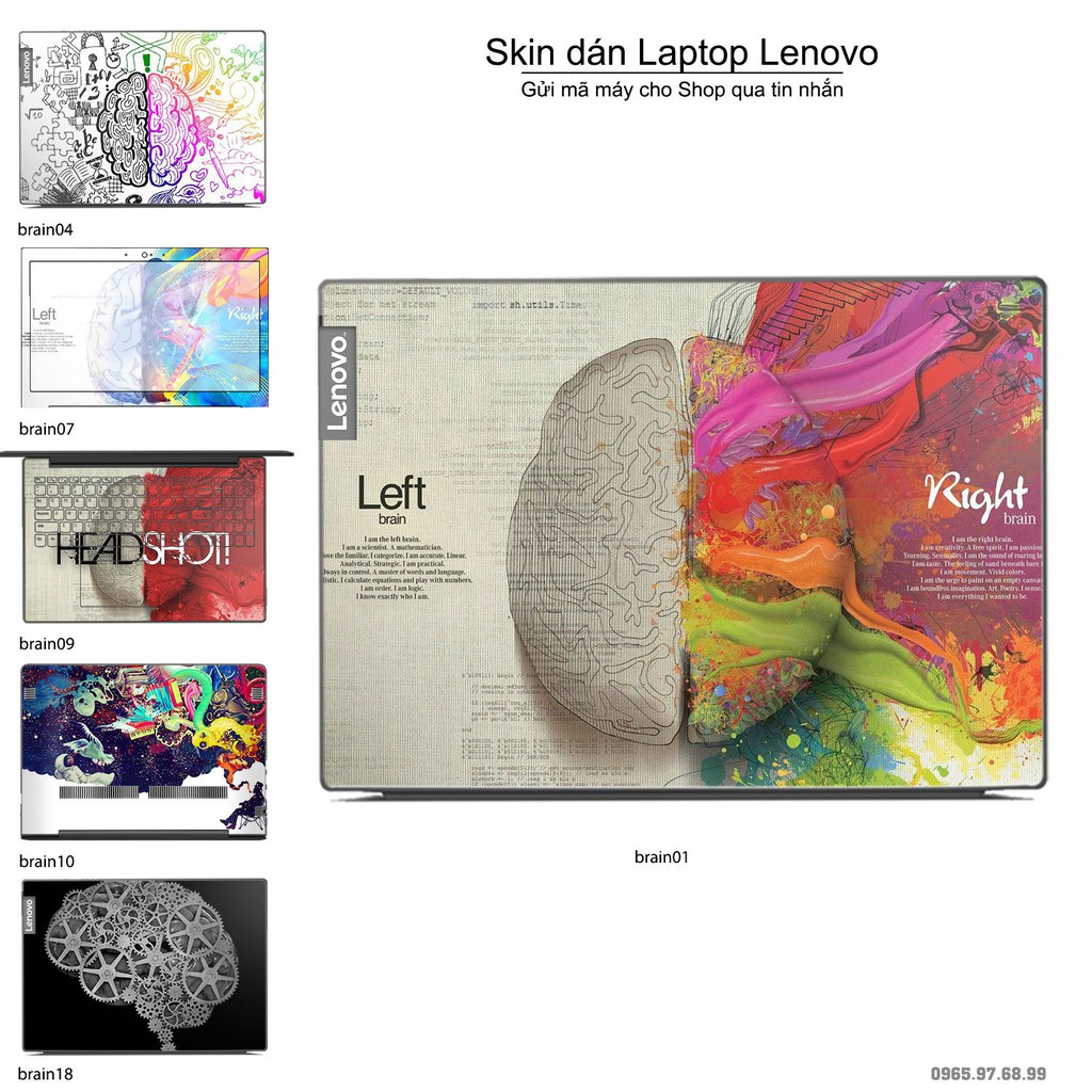 Skin dán Laptop Lenovo in hình Left Brain Right Brain (inbox mã máy cho Shop)