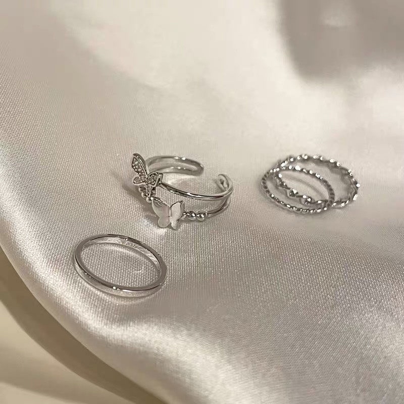Nhẫn Thời Trang Hình Bướm Có Thể Điều Chỉnh Phong Cách Hàn Quốc Dành Cho Nữ