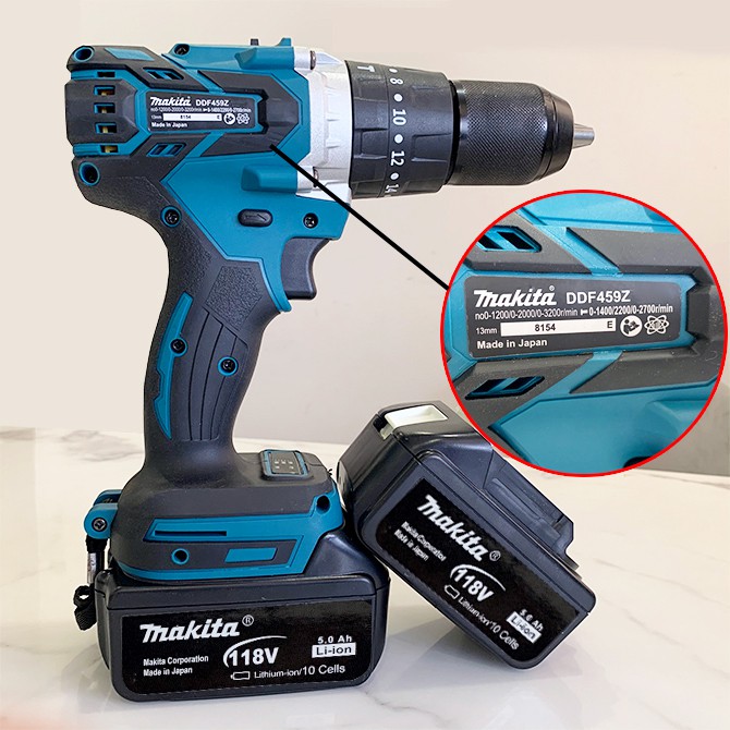 Máy khoan pin Makita 118v -Có Búa -Không Chổi Than - Lõi Đồng- Máy khoan cầm tay Makita 118V