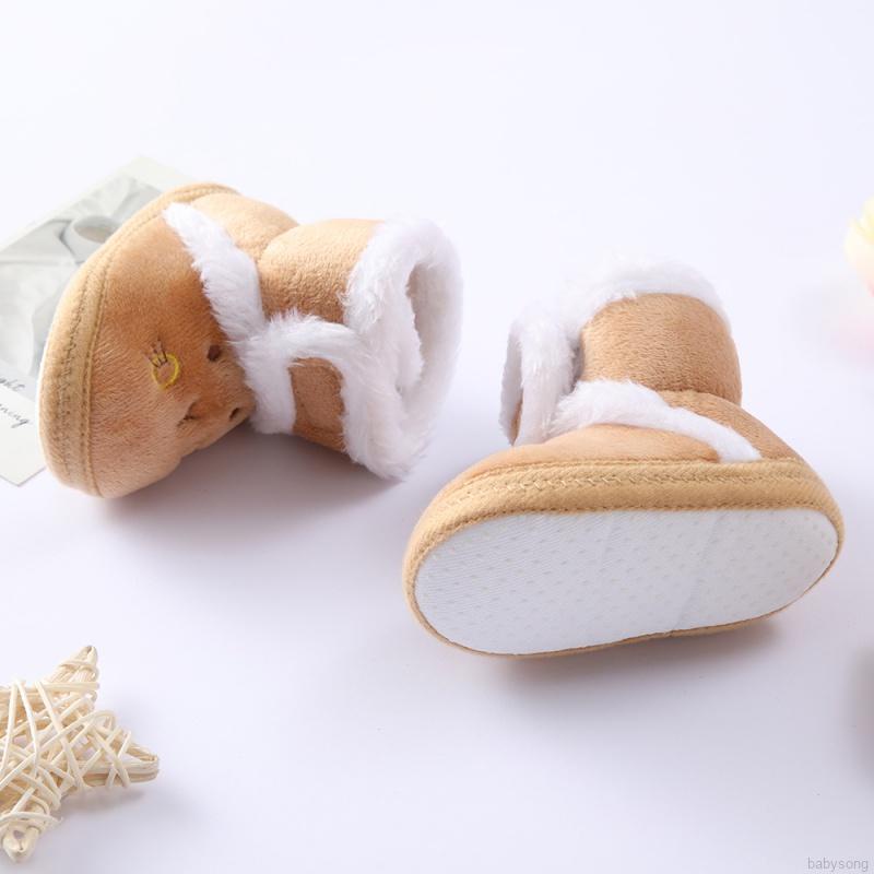 Giày bốt cotton lót nhung đế mềm giữ ấm mùa đông cho bé