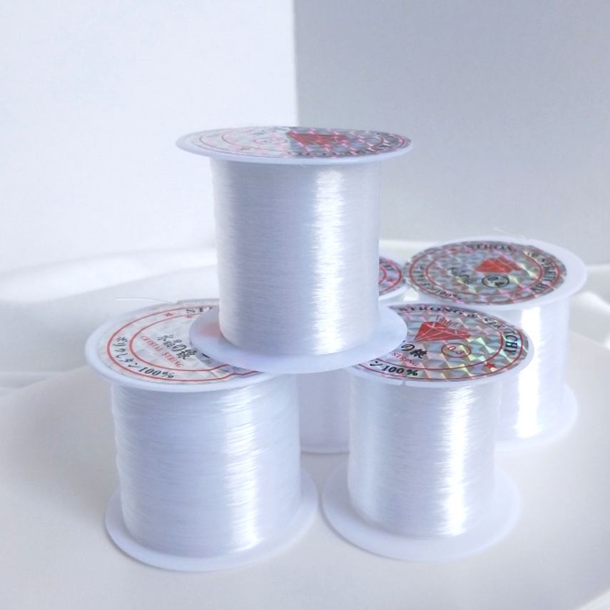 Dây cườm làm trang sức dây pha lê trong suốt không giãn 0.2-0.8mm