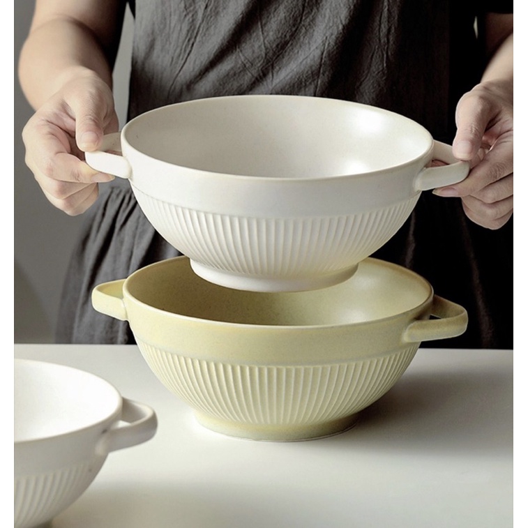 Bộ bát đĩa gốm xanh bơ mix trắng vân sọc phong cách Bắc Âu