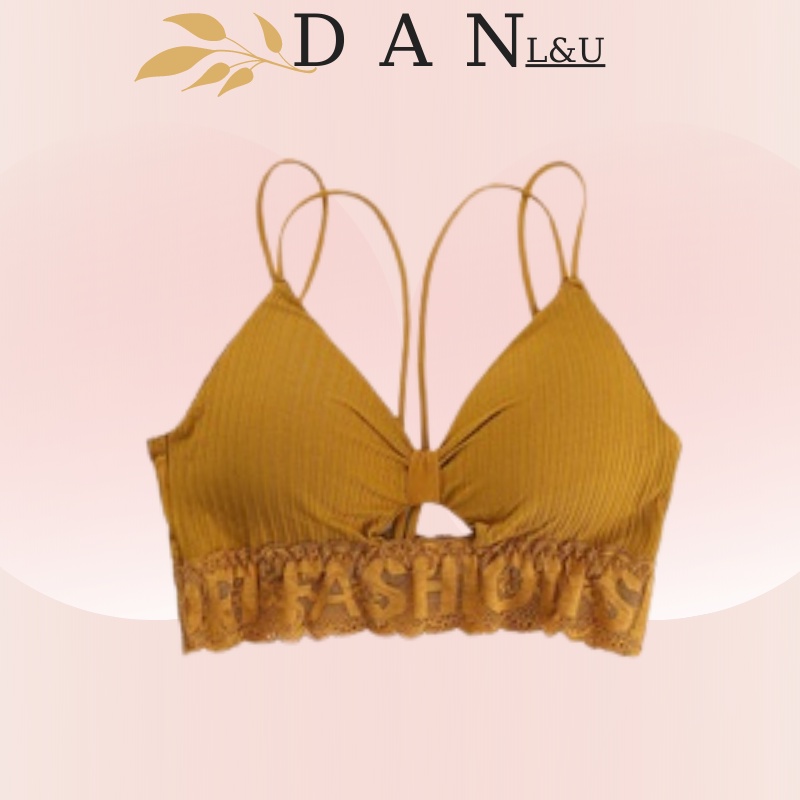 Áo Bra Cotton Thắt Nơ Gân Tăm Phối Ren Siêu Xinh DAN L&U A9905