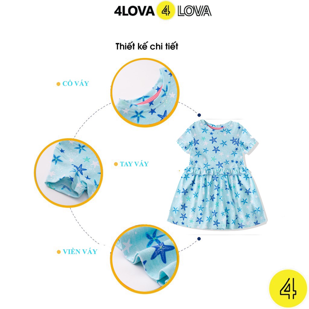 Váy xòe cho bé gái 4LOVA chất cotton nhiều màu sắc đáng yêu xinh xắn mùa hè chính hãng từ 1- 8 tuổi