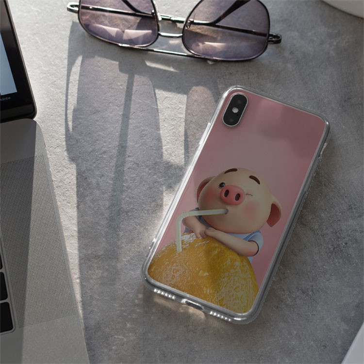 Ốp lưng điện thoại lợn con uống sữa Iphone 7/7Plus/8/8Plus/X/Xs/Xs Max/11/11 Promax/12/12 Promax PIG20210050