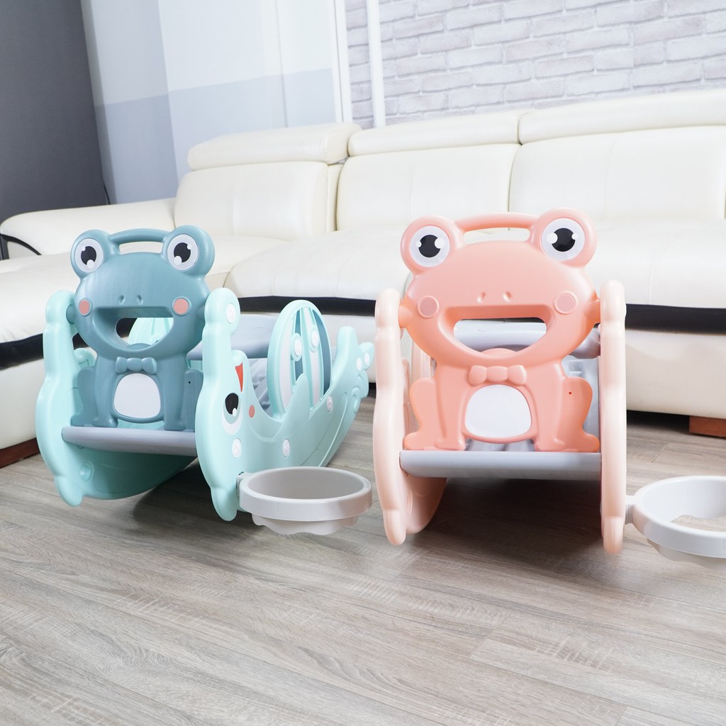 FREE SHIP !!! Đồ chơi cầu trượt 3in1 Cá Heo, biến hình bập bênh và cột bóng rổ 9BABY