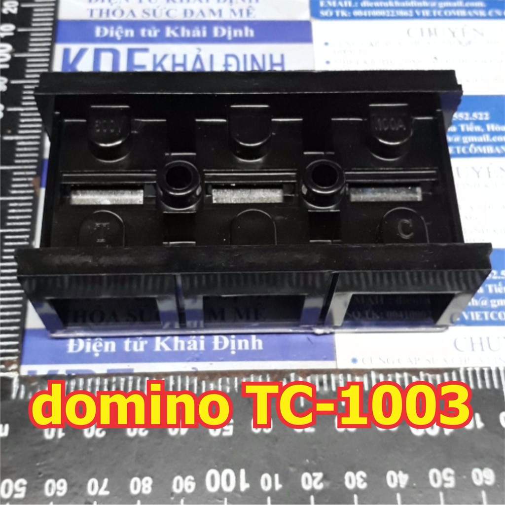 DOMINO, TERMINAL ĐẦU NỐI khối, đen 3 chân TC-1003, 100A 3P 37.8x54.5x104mm kde5179