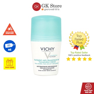 Lăn Khử Mùi Vichy Traitement Anti-Transpirant 48h Giúp Khô Thoáng 48h Cho Da Nhạy Cảm Nắp Xanh 50ml