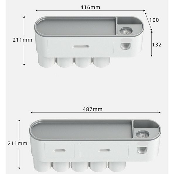 Bộ nhả kem đánh răng tự động kèm cốc kết hợp treo bàn chải. Kệ nhả kem đánh răng kiêm kệ để đồ phòng tắm cao cấp