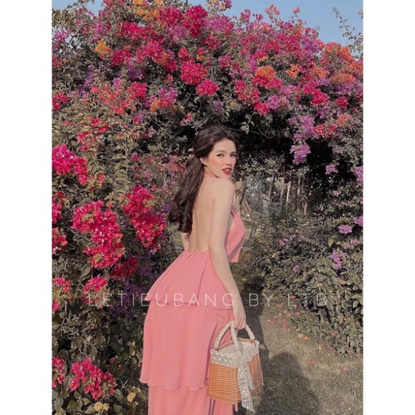 Váy Maxi Tầng Bèo Đính Hoa Ngực 3 Màu