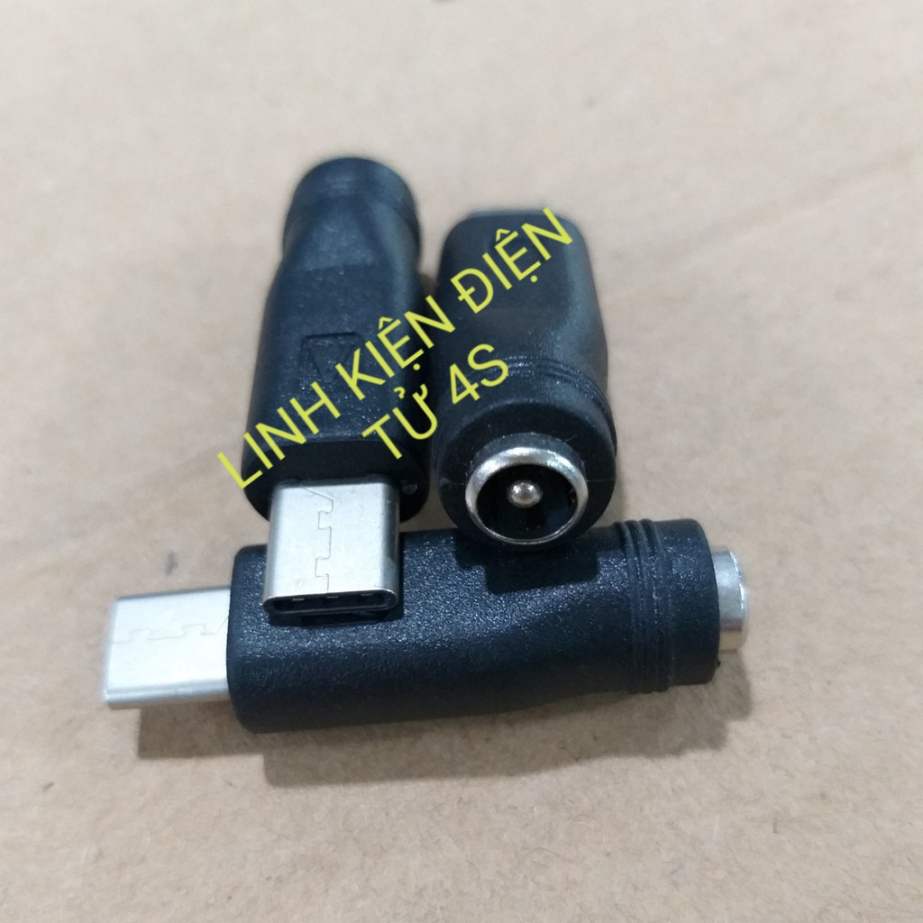 Đầu chuyển nguồn Laptop: chuẩn 5.5 X 2.1 mm đầu cái ra đầu đực Type C